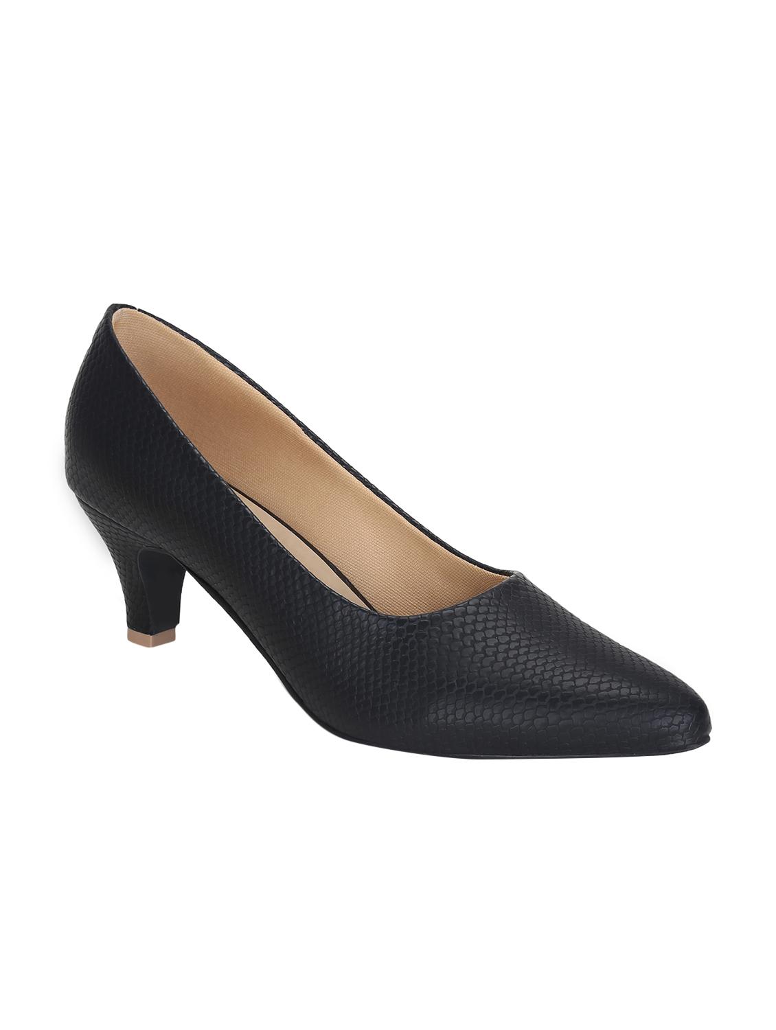 black faux leather slip on pumps - 16096018 - Zoom Image - 1