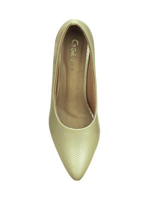 gold faux leather slip on pumps - 16096020 - Standard Image - 4