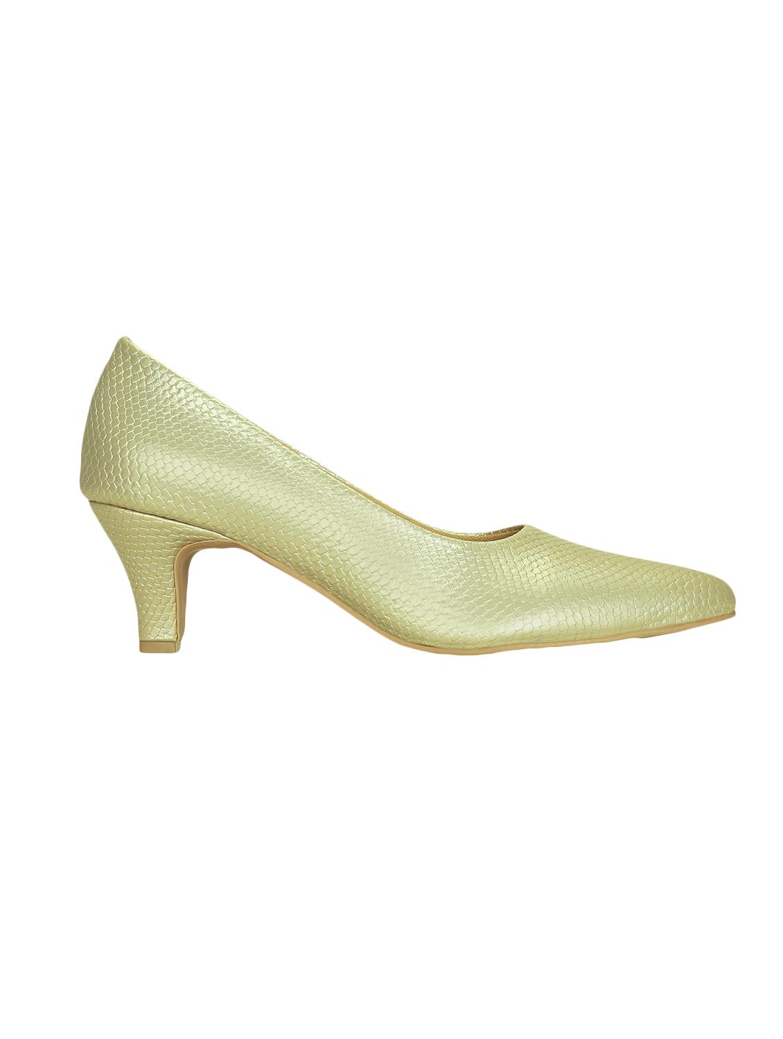 gold faux leather slip on pumps - 16096020 - Zoom Image - 2