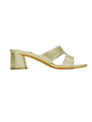 gold faux leather slip on sandals - 16096028 - Standard Image - 2