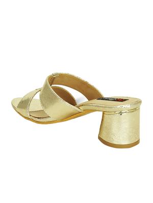 gold faux leather slip on sandals - 16096028 - Standard Image - 3