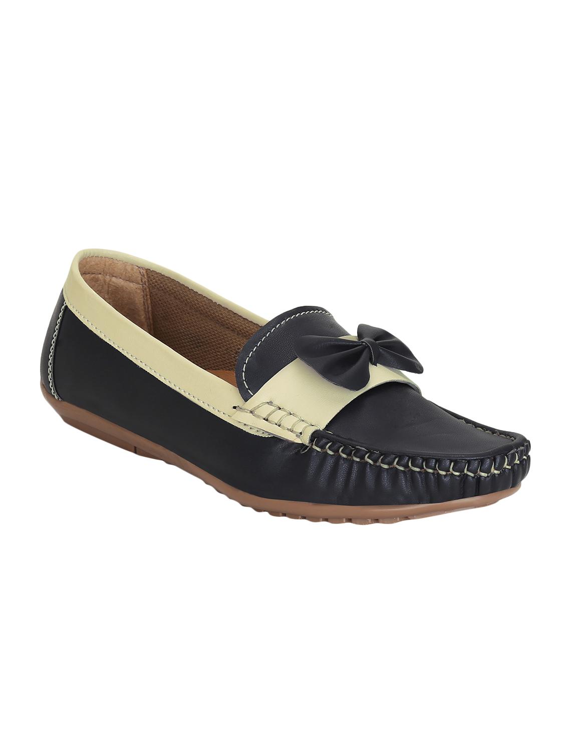 black faux leather slip on loafers - 16096038 - Zoom Image - 1