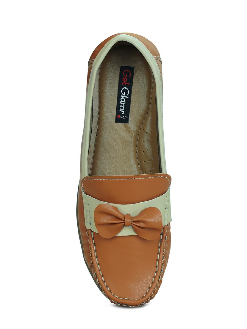 tan faux leather slip on loafers - 16096040 - Zoom Image - 4
