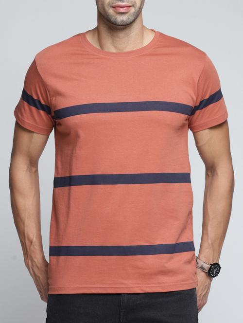 brown striped t-shirt - 16096105 - Standard Image - 1