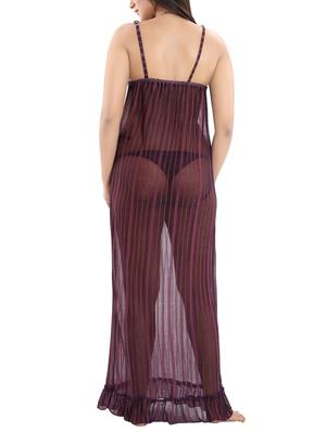 cami neck lace detail nighty with panty - 16098331 - Standard Image - 3