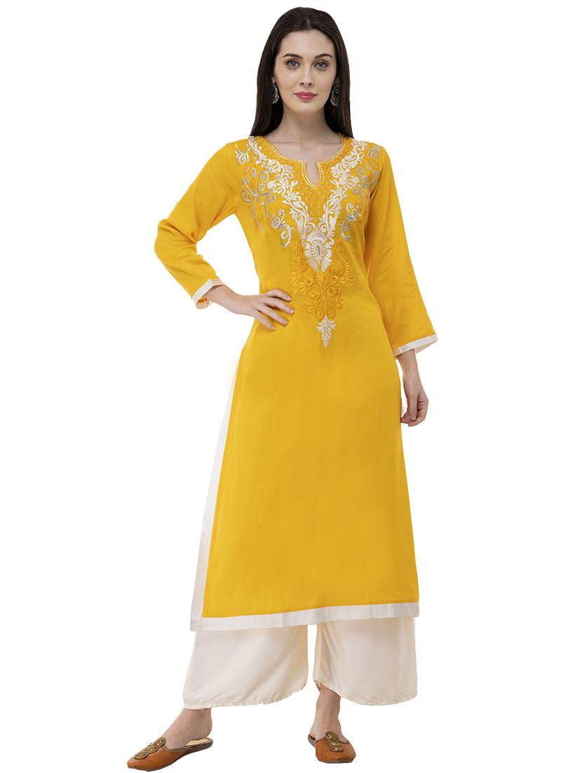 embroidered straight kurta - 16099111 - Zoom Image - 1