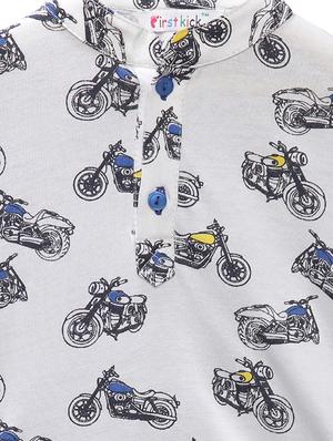 mandarin neck quirky print t-shirt - 16099859 - Standard Image - 3