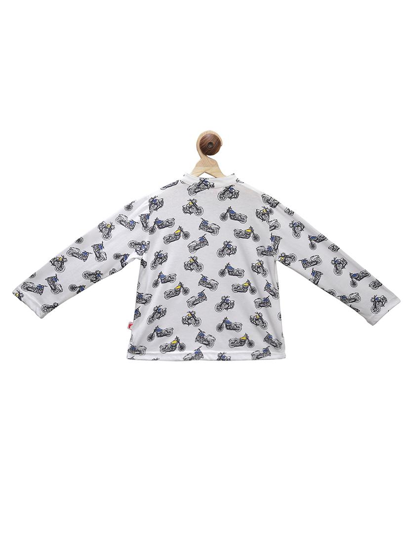 mandarin neck quirky print t-shirt - 16099859 - Zoom Image - 2