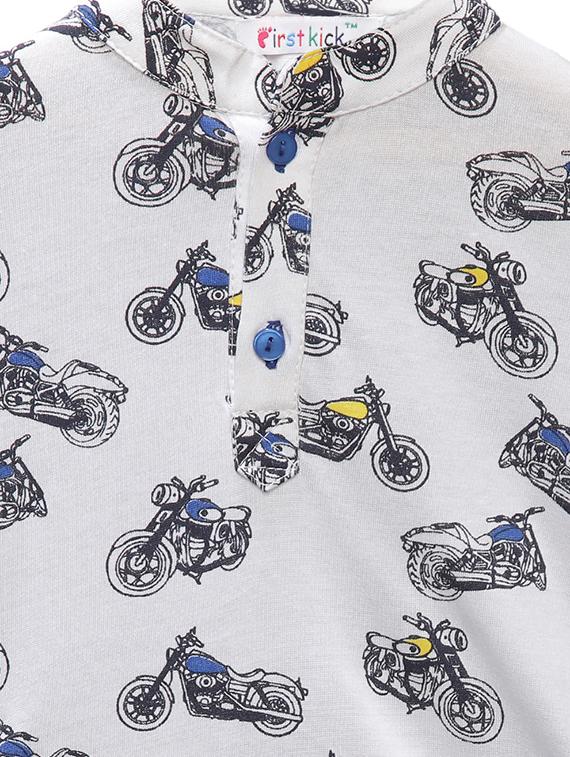 mandarin neck quirky print t-shirt - 16099859 - Zoom Image - 3