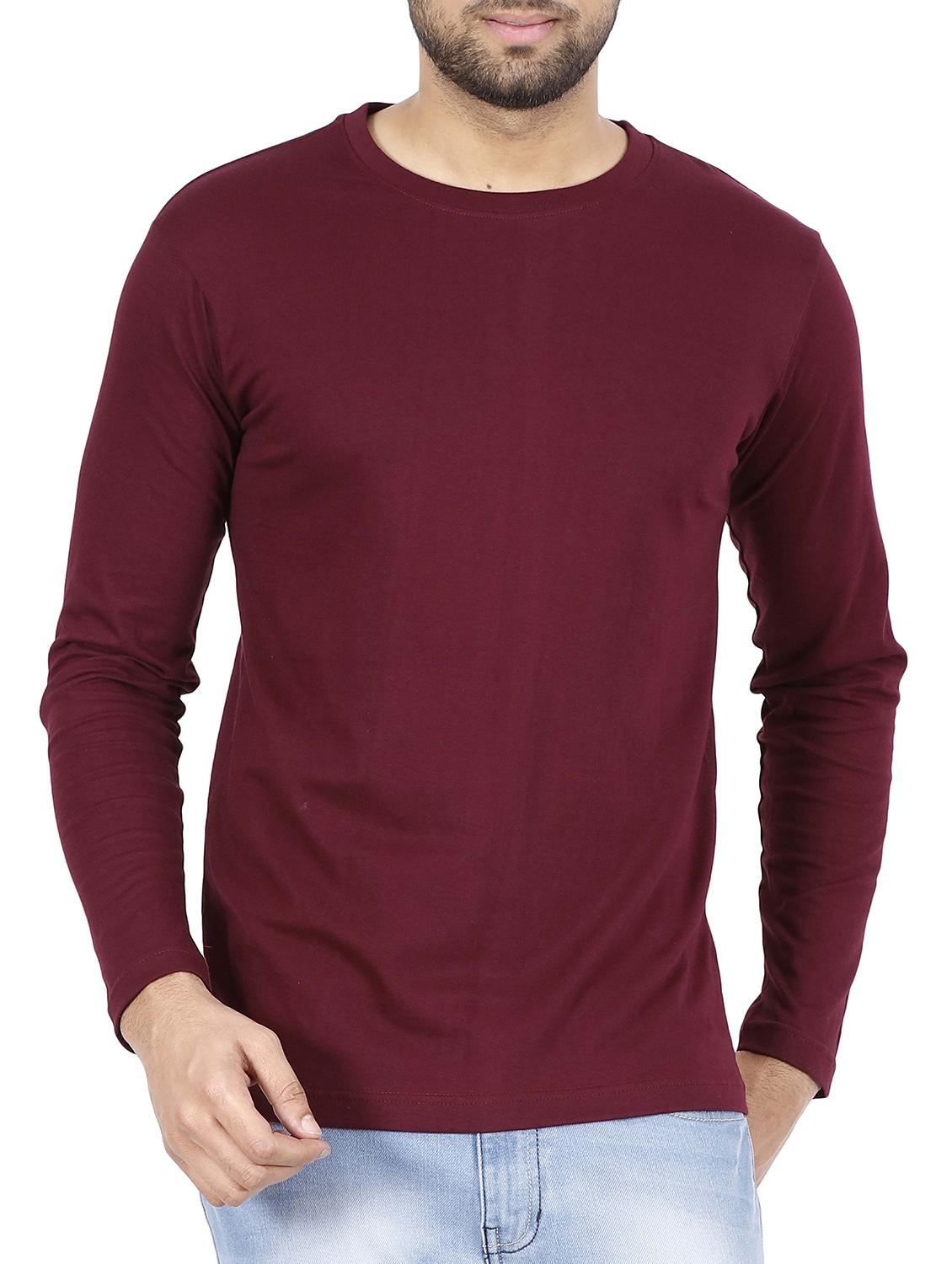 maroon solid t-shirt - 16099987 - Zoom Image - 1