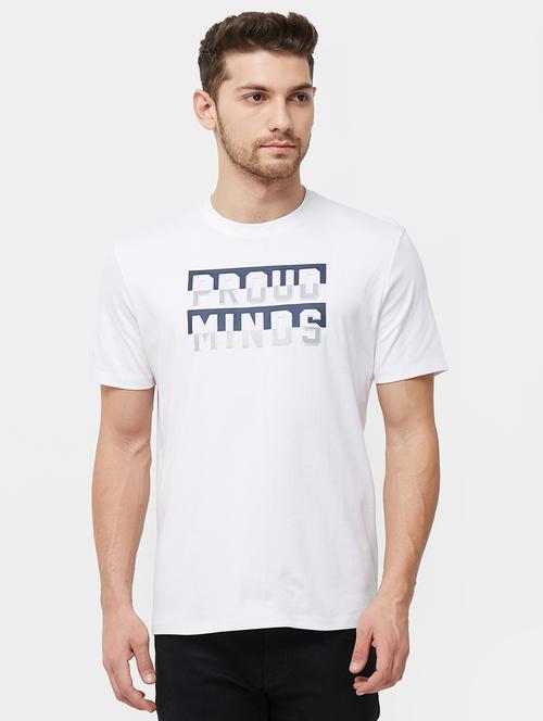 white typographic chest print t-shirt - 16099997 - Standard Image - 1