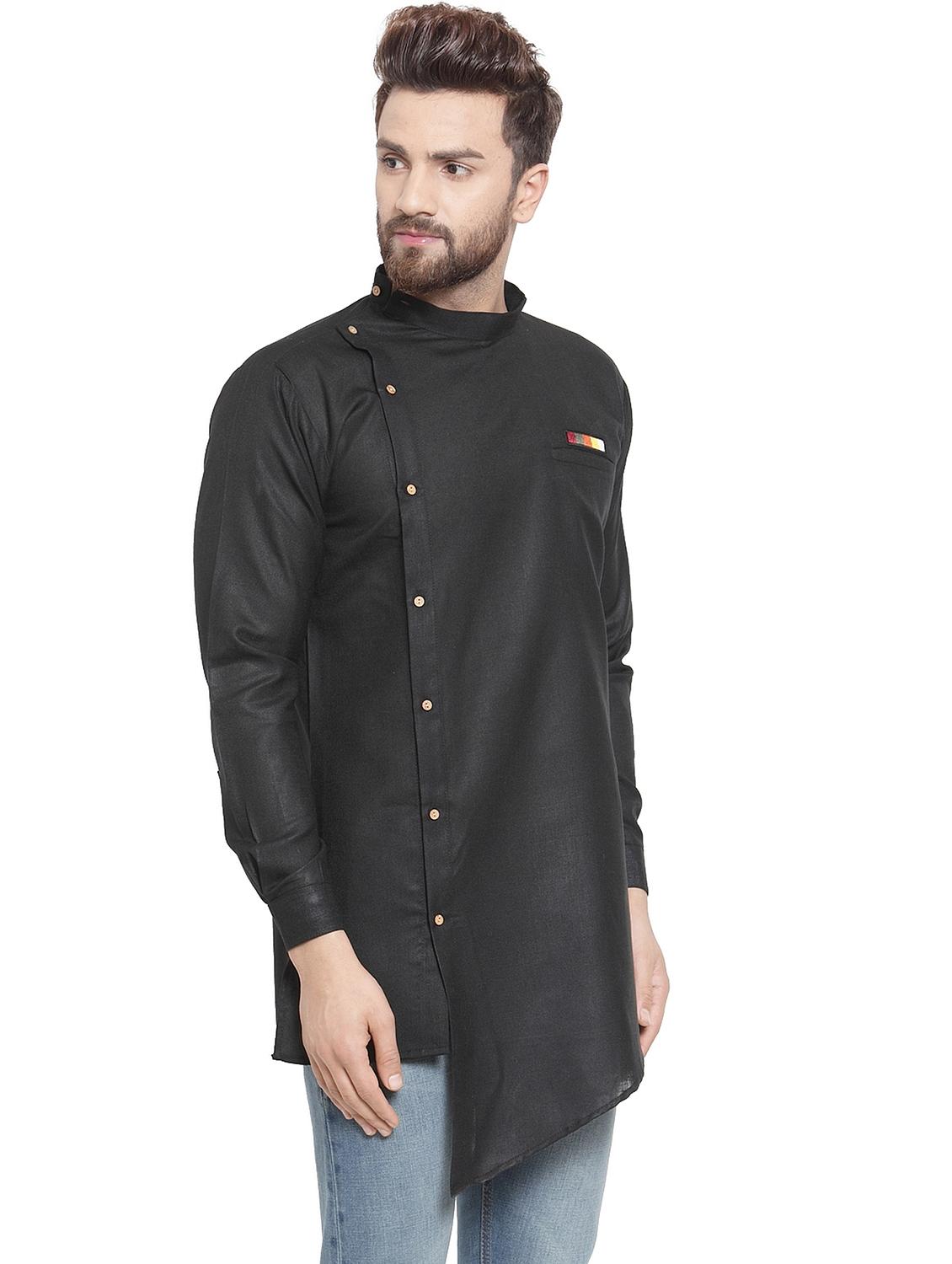 black solid asymmetric kurta - 16100063 - Zoom Image - 2
