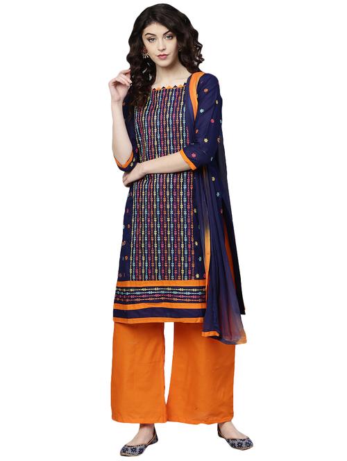 embroidered unstitched palazzo suit - 16100680 - Standard Image - 1