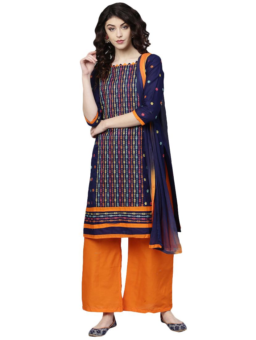 embroidered unstitched palazzo suit - 16100680 - Zoom Image - 1