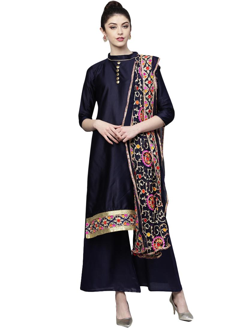 embroidered unstitched palazzo suit - 16100681 - Zoom Image - 1