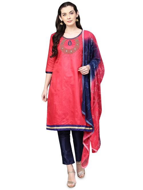 embellished unstitched straight pant suit - 16100689 - Standard Image - 1
