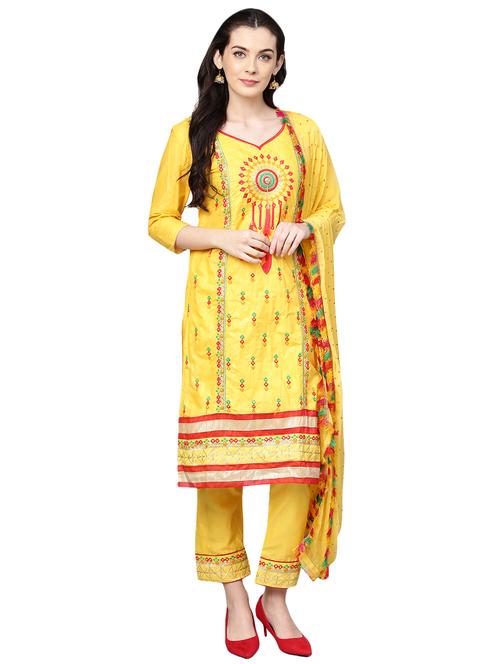 embellished unstitched straight pant suit - 16100690 - Standard Image - 1