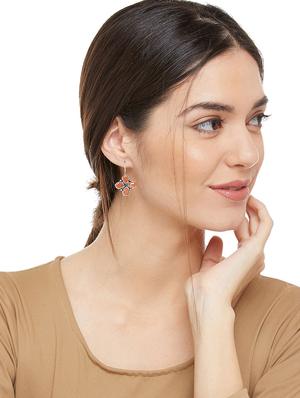 orange metal drop earring - 16100721 - Standard Image - 3