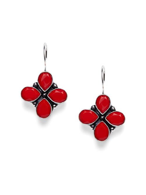 red metal drop earring - 16100722 - Standard Image - 1