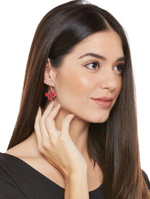 red metal drop earring - 16100722 - Standard Image - 3