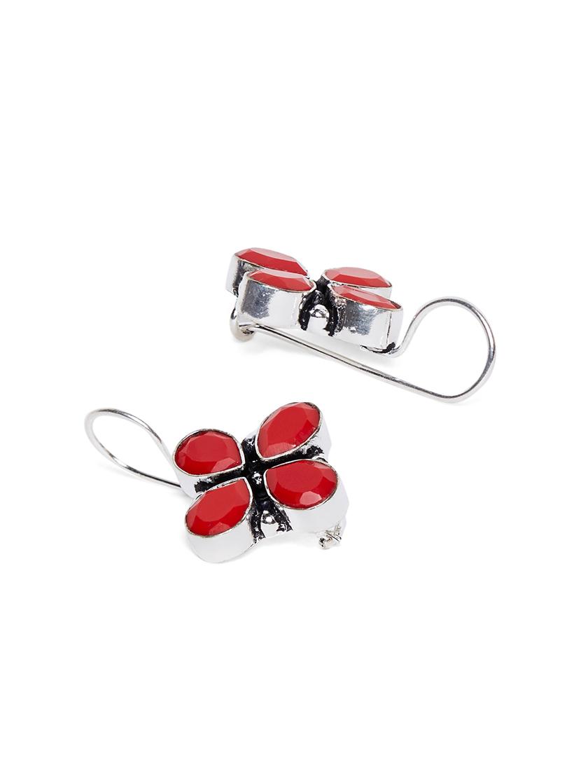 red metal drop earring - 16100722 - Zoom Image - 2
