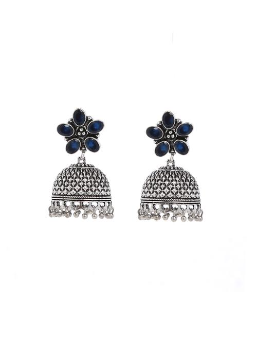 blue metal jhumka earring - 16100790 - Standard Image - 1
