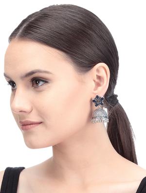 blue metal jhumka earring - 16100790 - Standard Image - 3