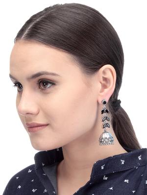 black metal jhumka earring - 16100799 - Standard Image - 3