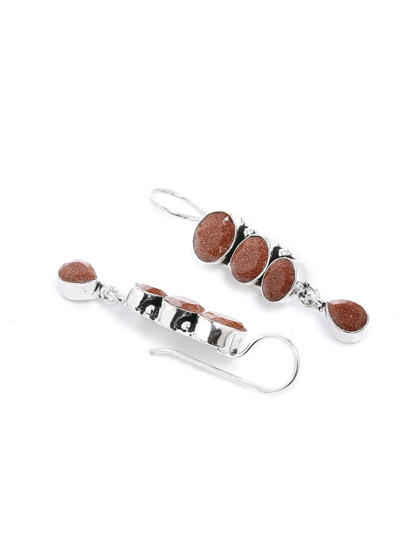 orange metal drop earring - 16100820 - Zoom Image - 2