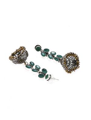 green metal jhumka earring - 16100828 - Standard Image - 2