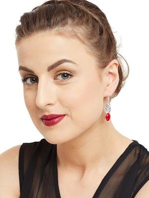 red metal drop earring - 16100853 - Standard Image - 3