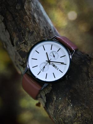 brown strap chronographic watch - 16100939 - Standard Image - 2
