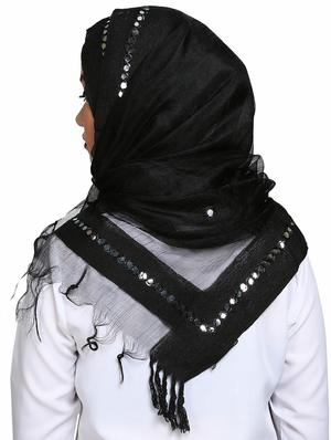 mirror work plain dupatta - 16101092 - Standard Image - 3