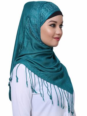 turquoise viscose plain dupatta - 16101115 - Standard Image - 2