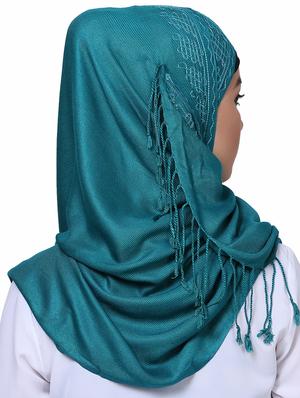 turquoise viscose plain dupatta - 16101115 - Standard Image - 3