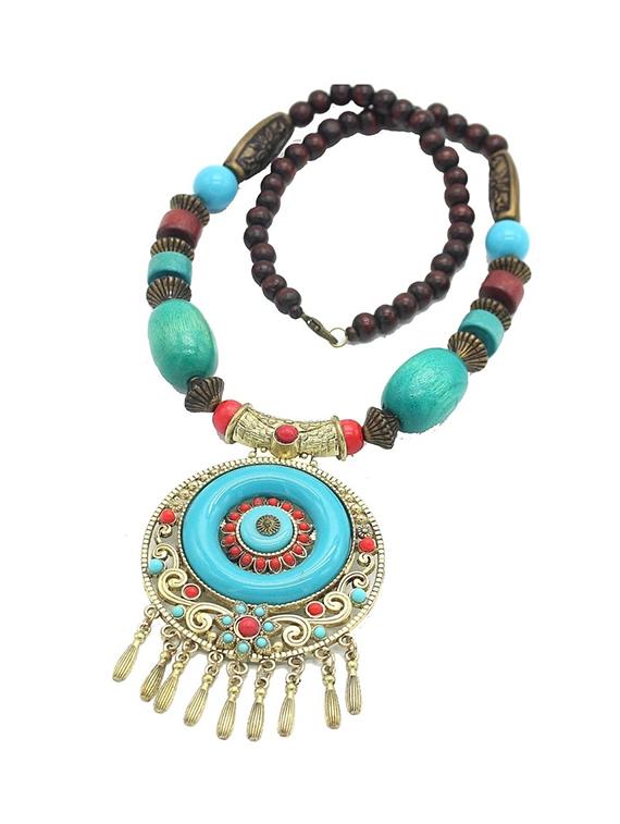 blue zinc long necklace - 16102058 - Zoom Image - 1