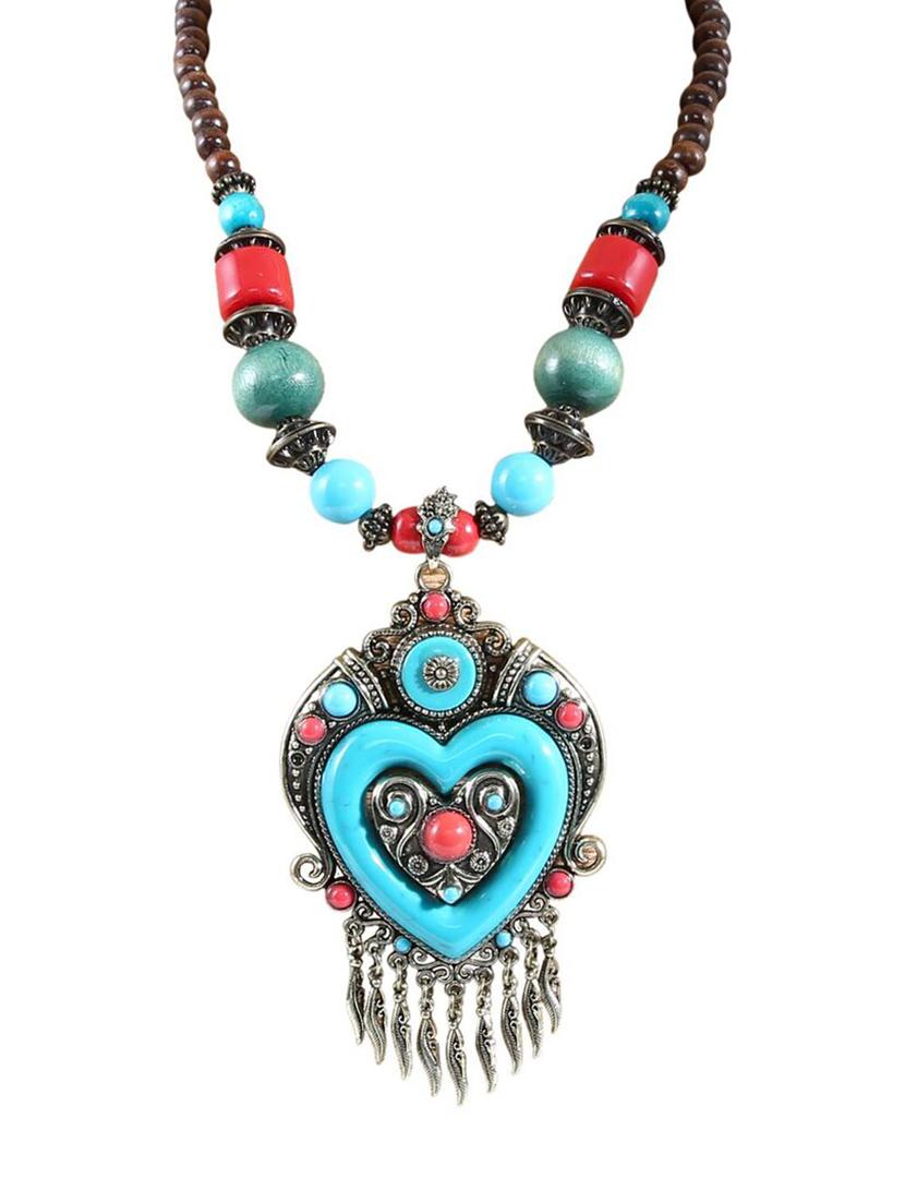 multi colored zinc long necklace - 16102060 - Zoom Image - 1