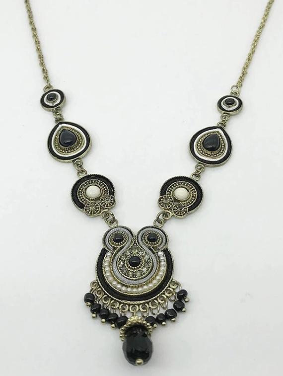 black zinc long necklace - 16102073 - Zoom Image - 1