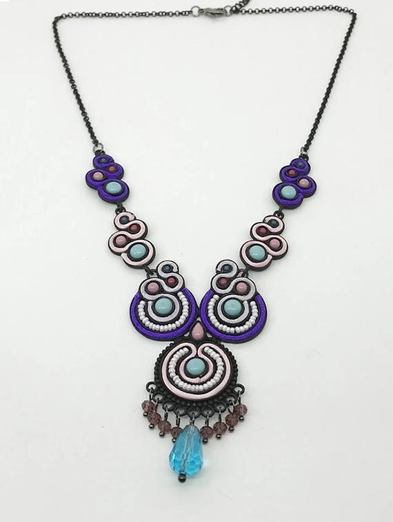 blue zinc long necklace - 16102075 - Zoom Image - 1