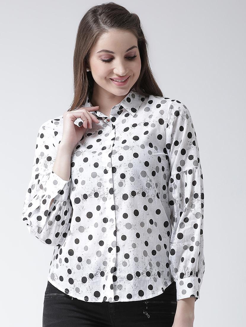 curved hem polka dot shirt - 16103452 - Zoom Image - 1