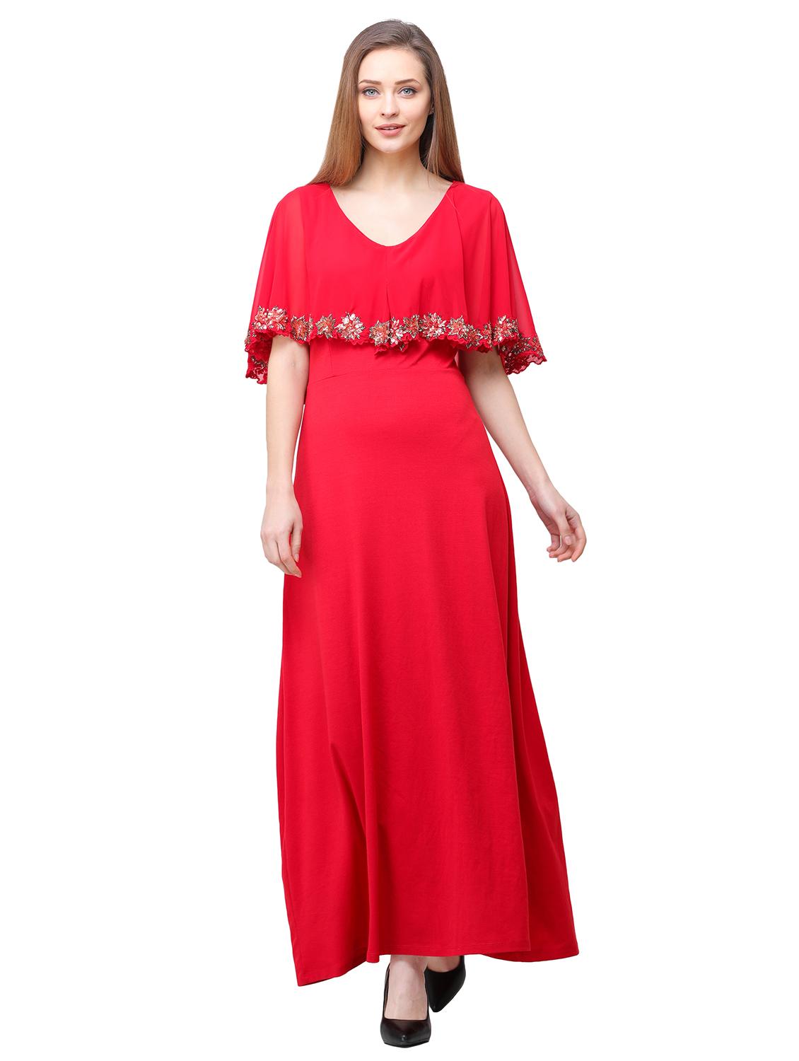 embellished cape detail maxi dress - 16104483 - Zoom Image - 1