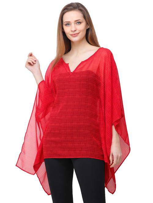 notch neck sheer kaftan - 16104497 - Standard Image - 1