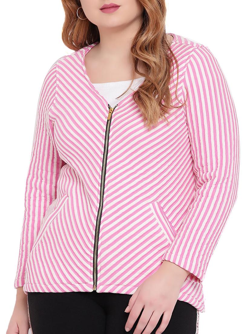 piped edge striped plus jacket - 16105504 - Zoom Image - 1