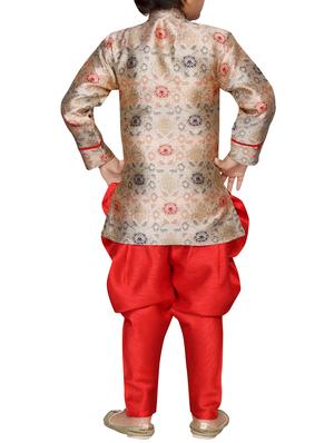 red silk blend sherwani set - 16105690 - Standard Image - 3