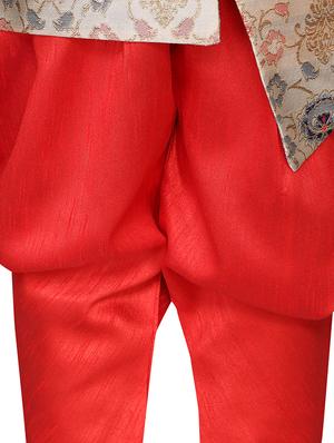 red silk blend sherwani set - 16105690 - Standard Image - 6