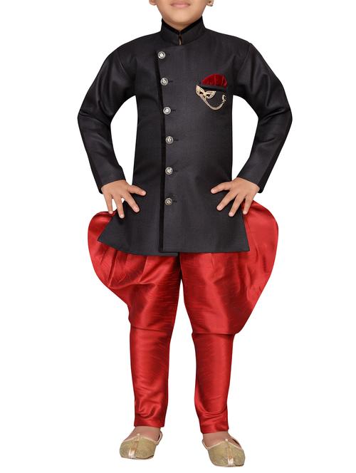 black jute sherwani set - 16105692 - Standard Image - 1