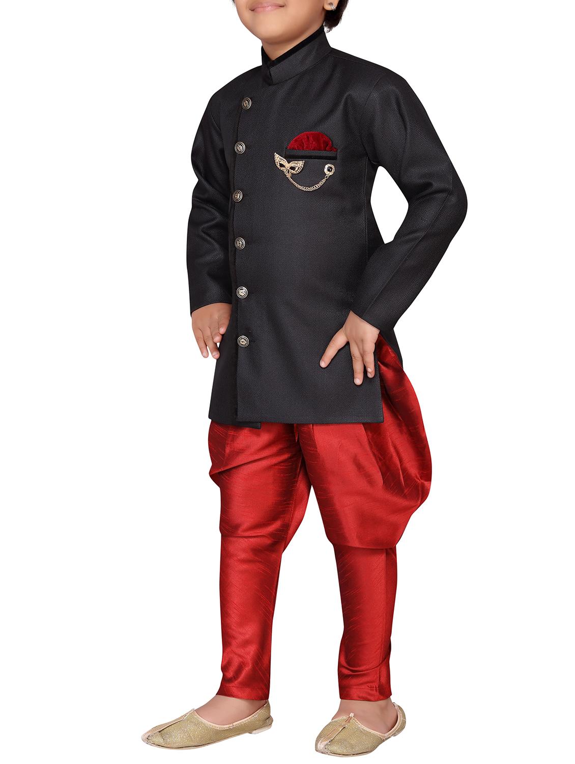 black jute sherwani set - 16105692 - Zoom Image - 2