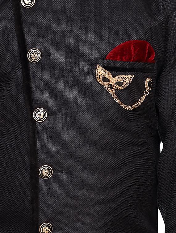 black jute sherwani set - 16105692 - Zoom Image - 5