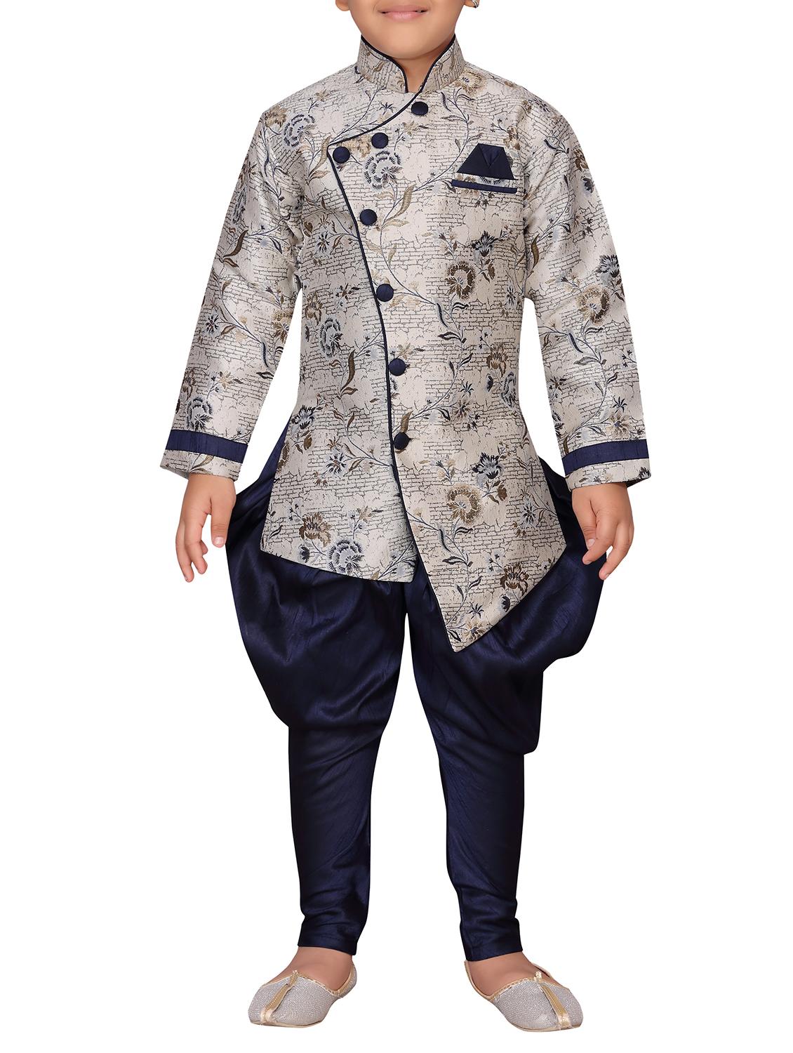 blue silk blend kurta set - 16105696 - Zoom Image - 1