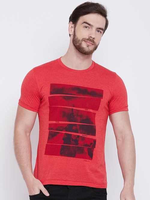 red front print t-shirt - 16105903 - Standard Image - 1